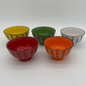 Chinese Rice Bowls Multicolour Chinese Characters Pattern Set of 5